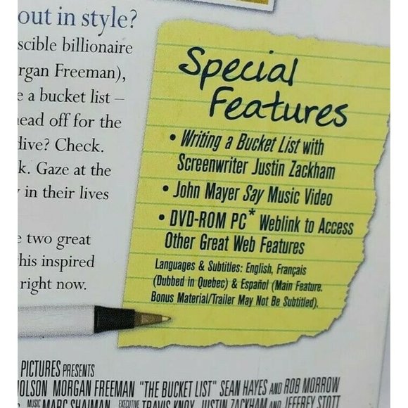 The Bucket List DVD 2008 Jack Nicholson, Morgan Freeman No Scratches Clean - Picture 4 of 7